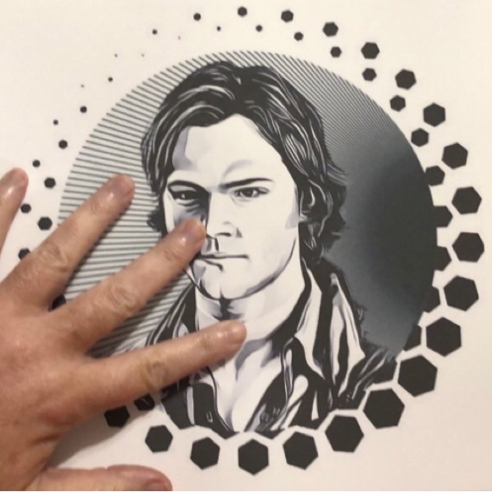 SUPERNATURAL SAM WINCHESTER B&W ART PRINT